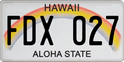 HI license plate FDX027