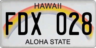 HI license plate FDX028