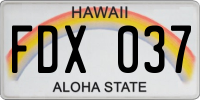 HI license plate FDX037