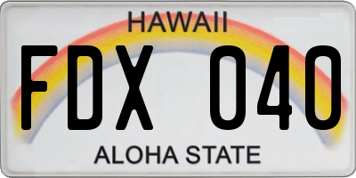 HI license plate FDX040