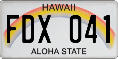 HI license plate FDX041
