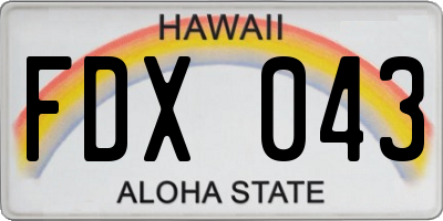 HI license plate FDX043