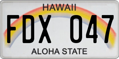 HI license plate FDX047