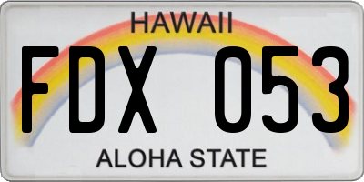 HI license plate FDX053