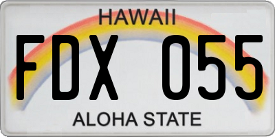 HI license plate FDX055