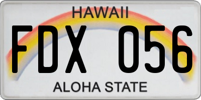 HI license plate FDX056