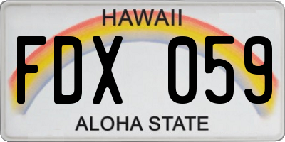 HI license plate FDX059