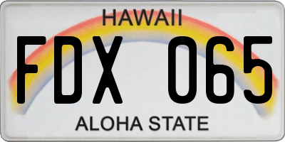 HI license plate FDX065