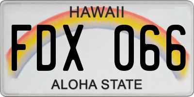 HI license plate FDX066