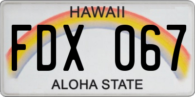 HI license plate FDX067