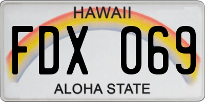HI license plate FDX069