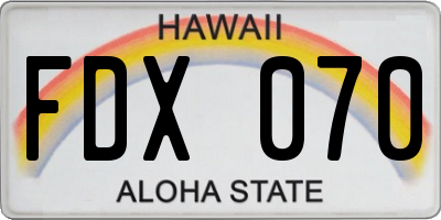 HI license plate FDX070