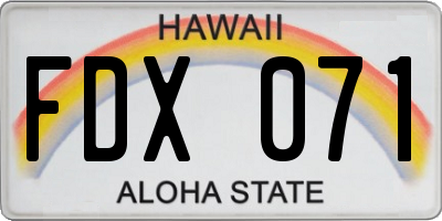 HI license plate FDX071