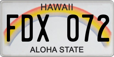 HI license plate FDX072