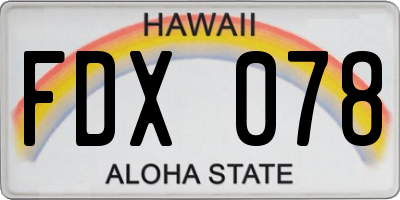 HI license plate FDX078
