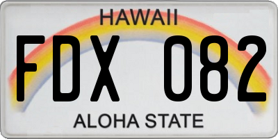 HI license plate FDX082