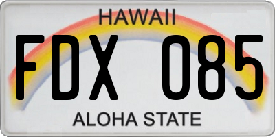 HI license plate FDX085