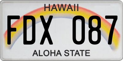HI license plate FDX087