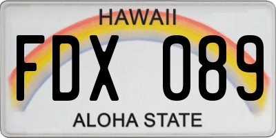 HI license plate FDX089