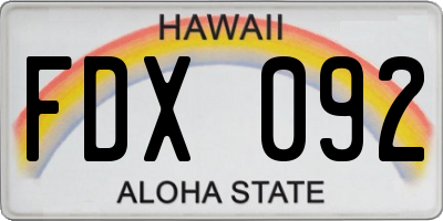 HI license plate FDX092