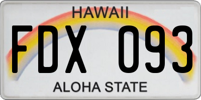 HI license plate FDX093