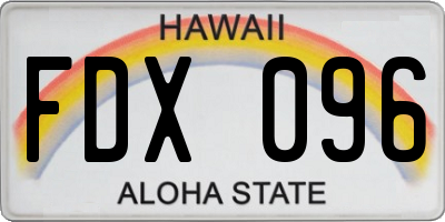 HI license plate FDX096