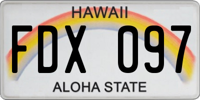 HI license plate FDX097
