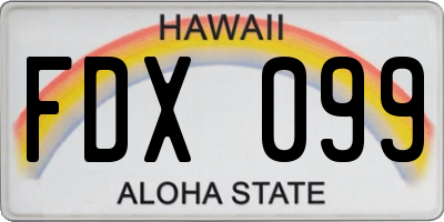 HI license plate FDX099