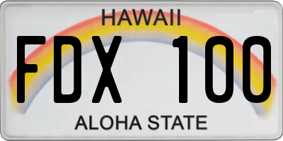 HI license plate FDX100