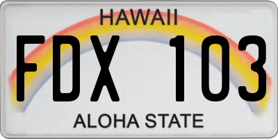 HI license plate FDX103
