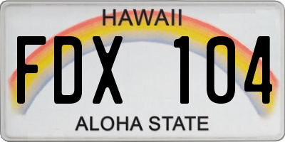 HI license plate FDX104