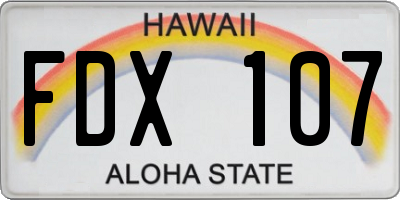 HI license plate FDX107