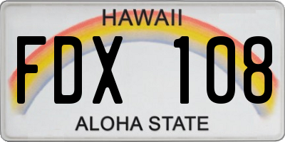 HI license plate FDX108