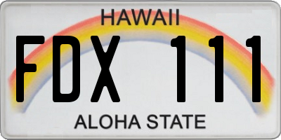 HI license plate FDX111