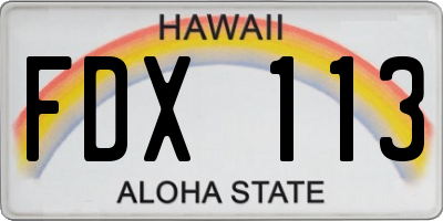 HI license plate FDX113