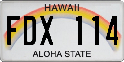 HI license plate FDX114