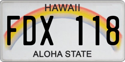 HI license plate FDX118