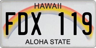 HI license plate FDX119