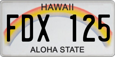 HI license plate FDX125