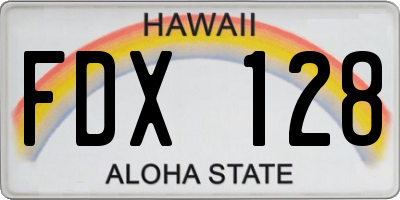 HI license plate FDX128