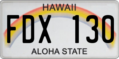 HI license plate FDX130