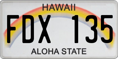 HI license plate FDX135