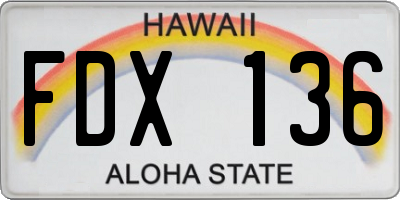 HI license plate FDX136