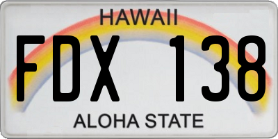 HI license plate FDX138
