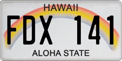 HI license plate FDX141