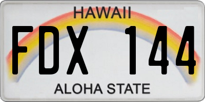 HI license plate FDX144
