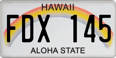 HI license plate FDX145