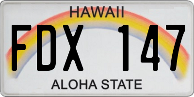 HI license plate FDX147