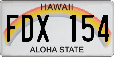 HI license plate FDX154