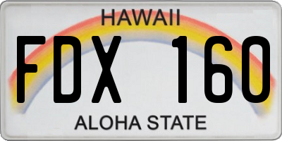 HI license plate FDX160